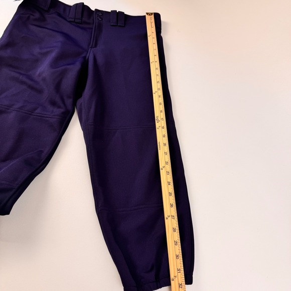 Mizuno Softball Belted Pant Women SZ L Navy Blue Elastic Bottom Reinforced Knee - Picture 10 of 16